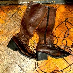 90s VTG Ann Demeulemeester Brown Leather Boots, SZ 8